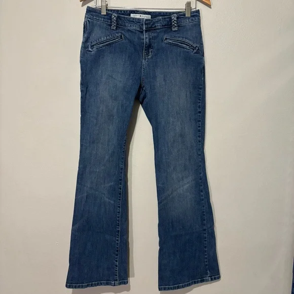 Tommy Hilfiger Vintage Bootcut Flare Jeans Size 10 Mid Rise Braided Detail - Picture 2 of 9